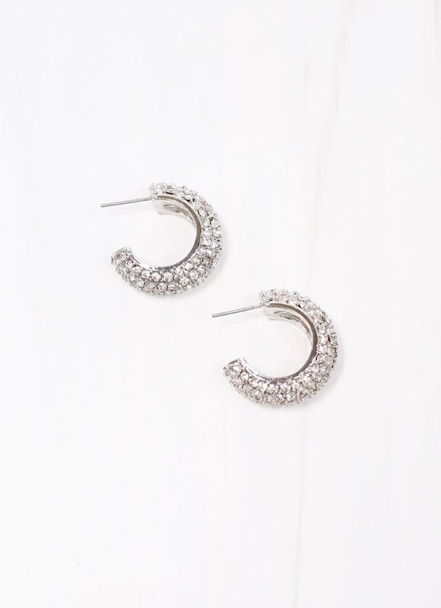 Phyllis CZ Hoop Earring SILVER - Caroline Hill