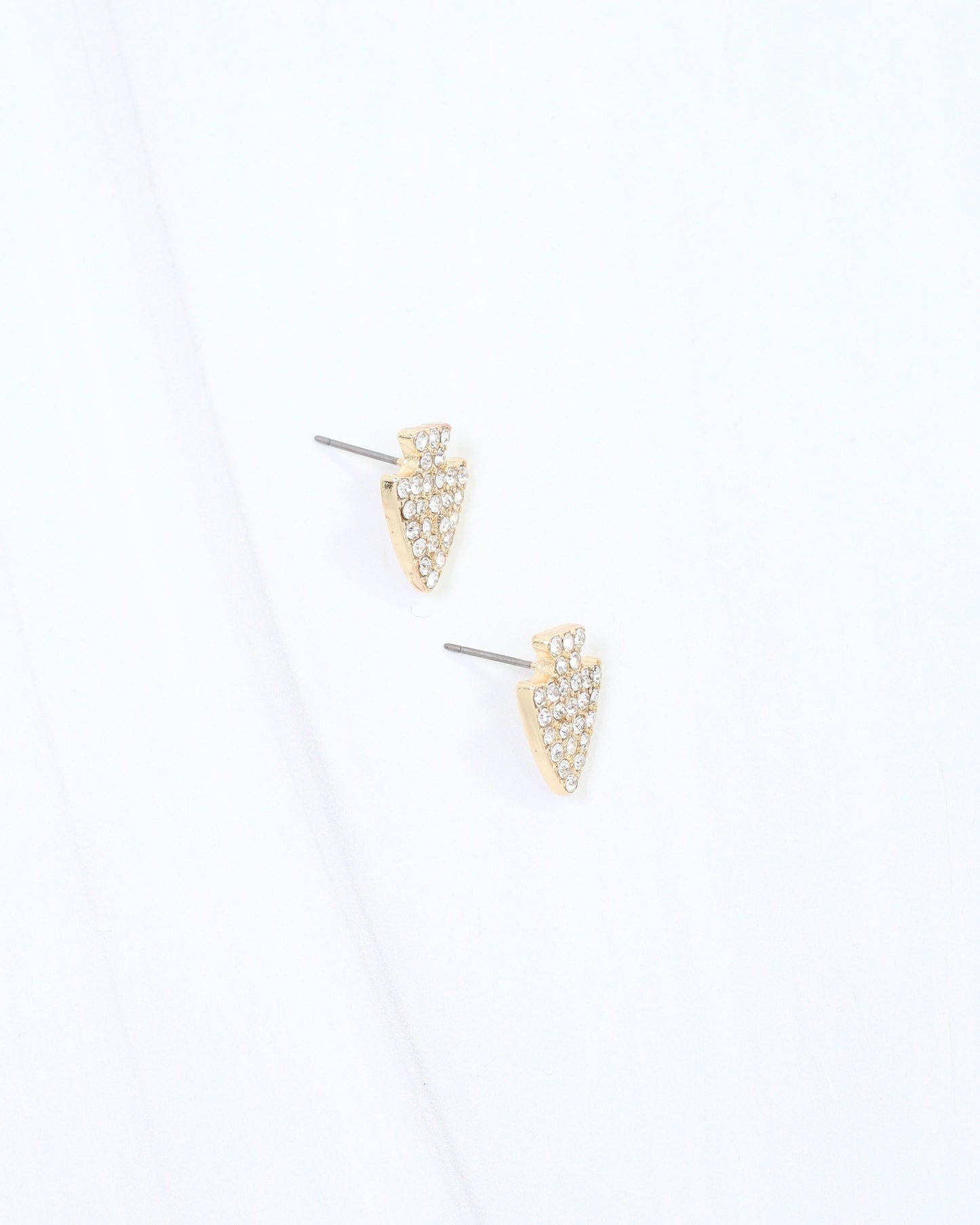 Pave Arrowhead Stud Earring Gold