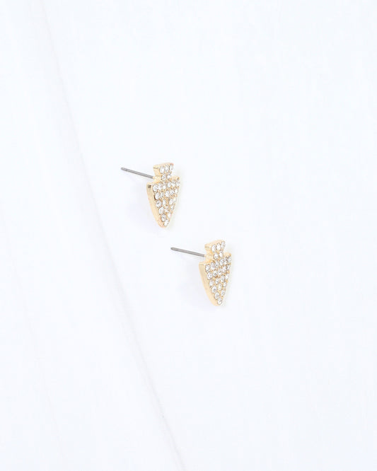 Pave Arrowhead Stud Earring Gold