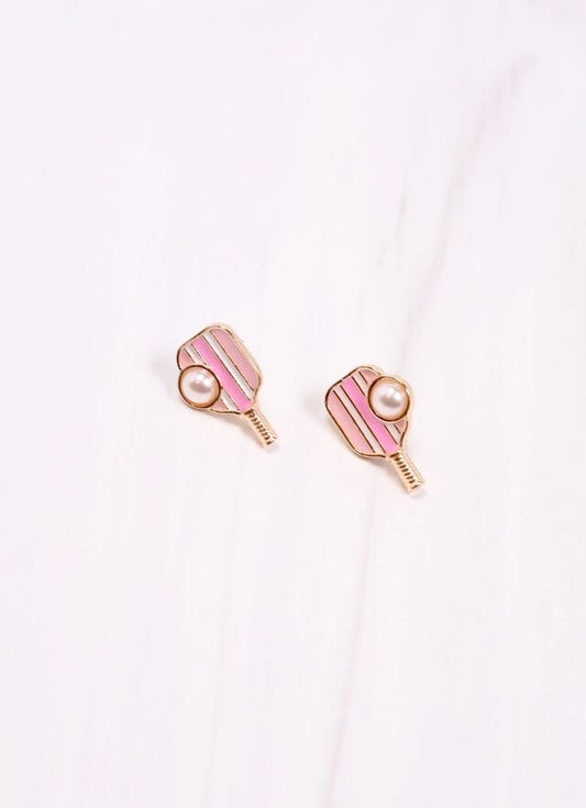 Pickleball Stud Earring PINK - Caroline Hill