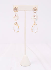 Pierre Pearl and Stone Drop Earring CLEAR - Caroline Hill