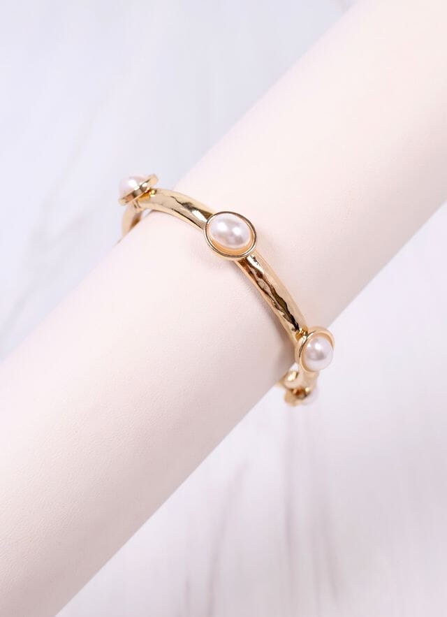 Piers Stretch Bracelet with Pearls GOLD - Caroline Hill