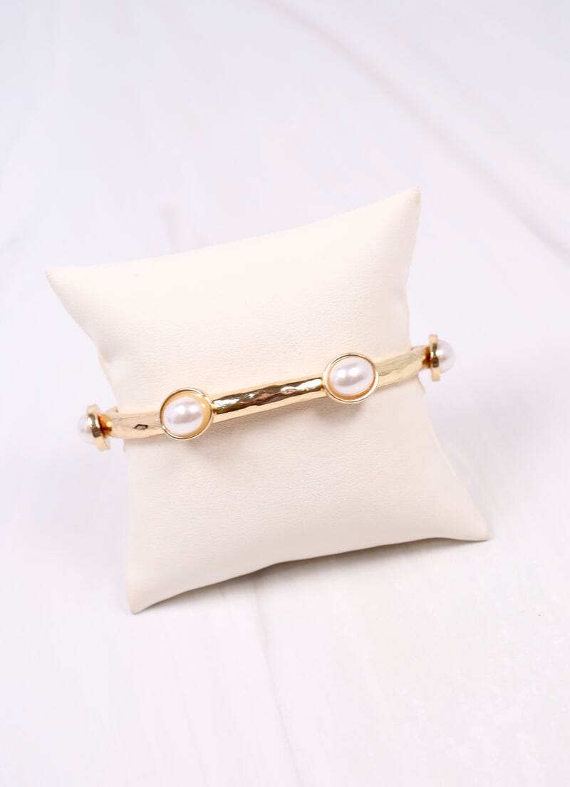 Piers Stretch Bracelet with Pearls GOLD - Caroline Hill