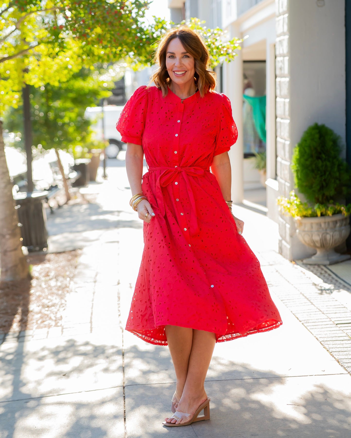 Bloomington Eyelet Detail Maxi Dress