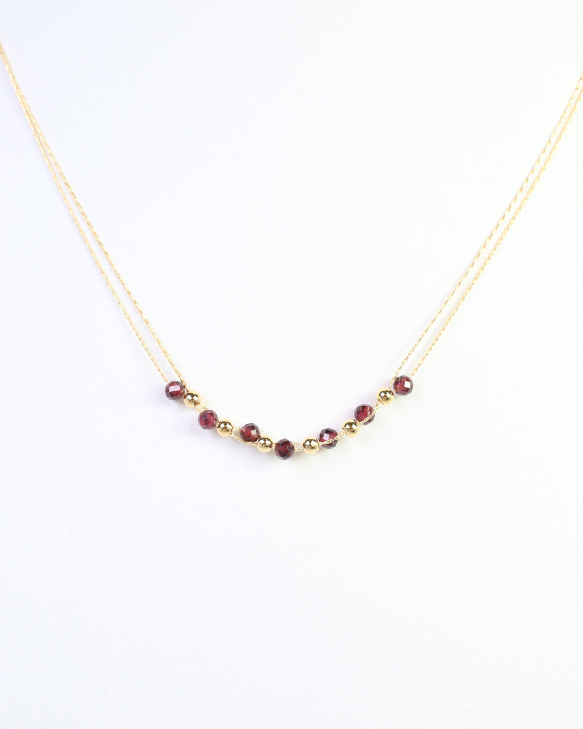Paislee Double Strand Beaded Necklace Garnet