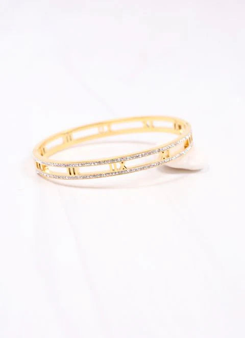 Alfrida CZ Roman Numeral Bracelet Gold