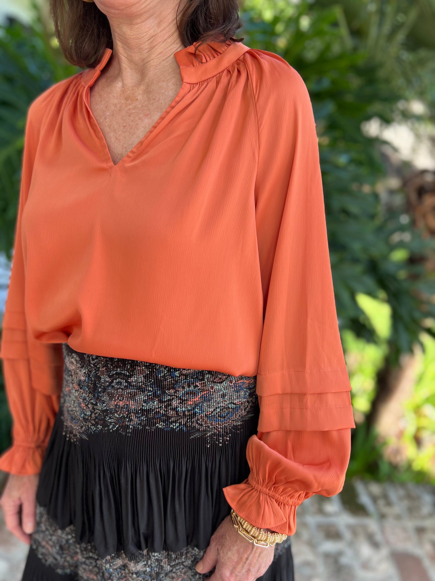 Pumpkin Spice Please Dusty Orange Blouse - Caroline Hill