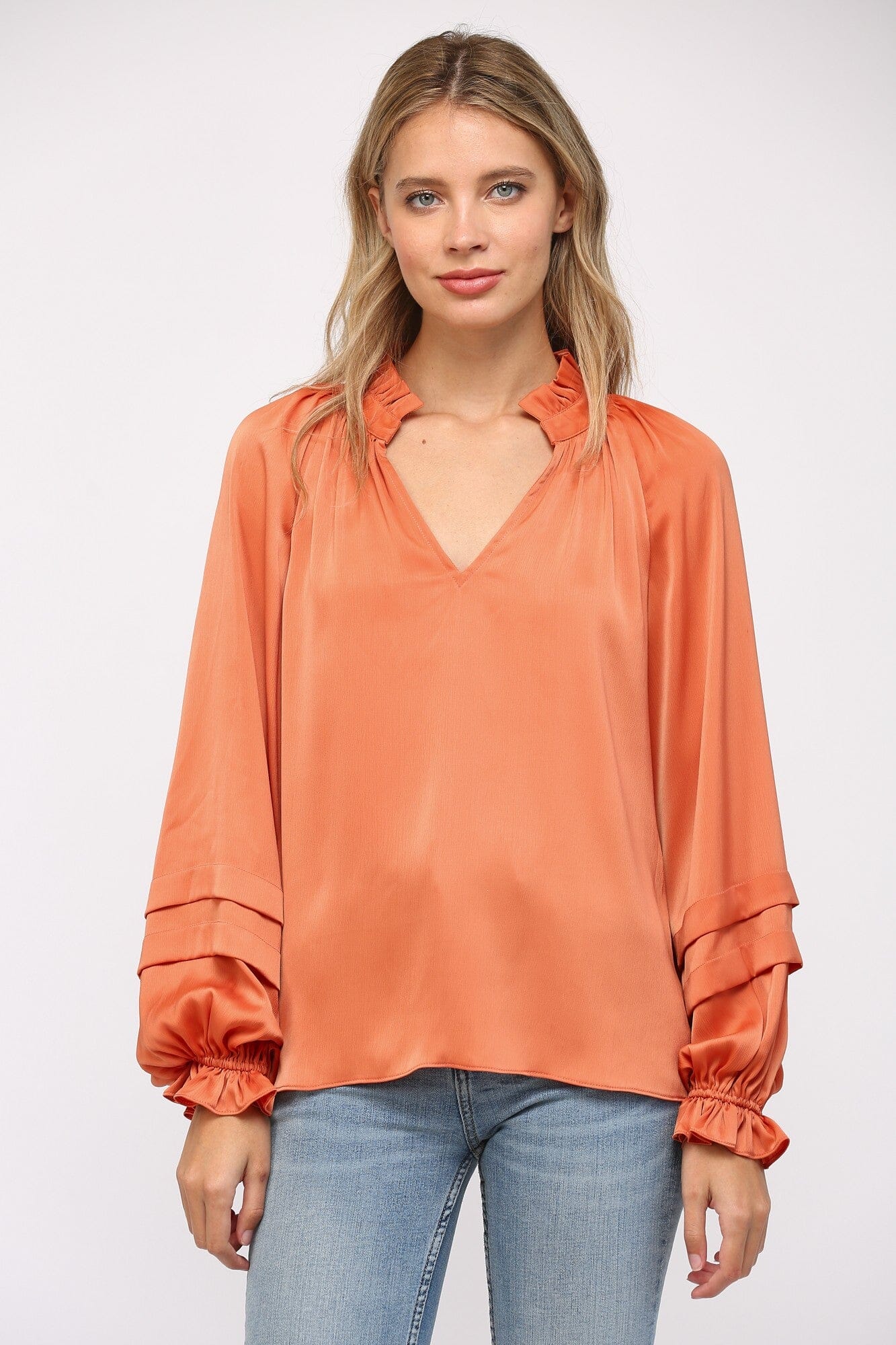 Pumpkin Spice Please Dusty Orange Blouse - Caroline Hill