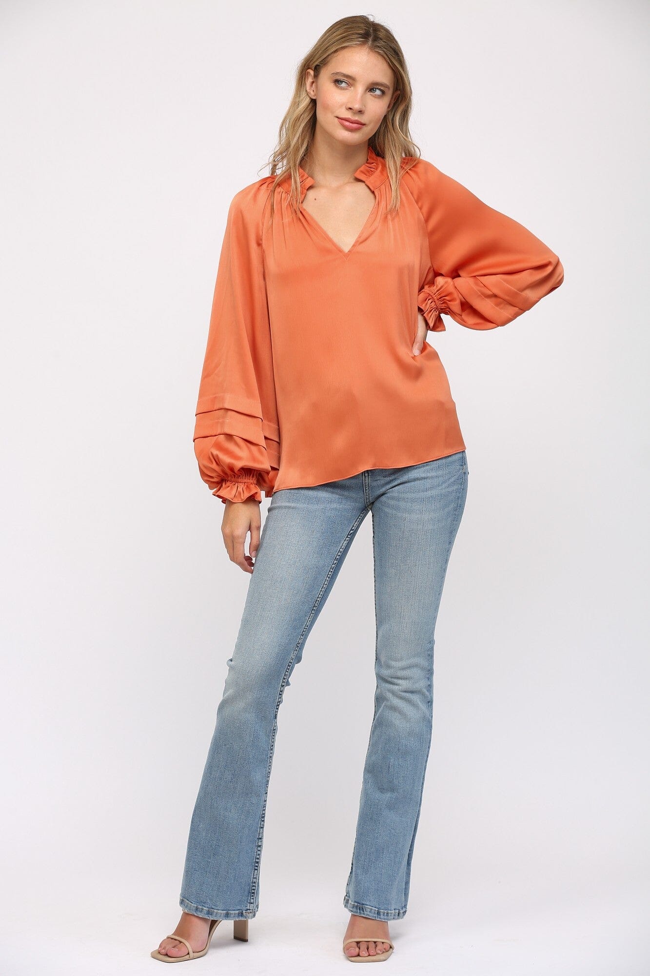 Pumpkin Spice Please Dusty Orange Blouse - Caroline Hill