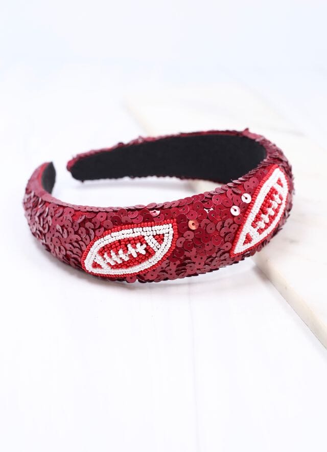 Punt Football Sequin Headband BURGUNDY - Caroline Hill