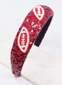 Punt Football Sequin Headband BURGUNDY - Caroline Hill