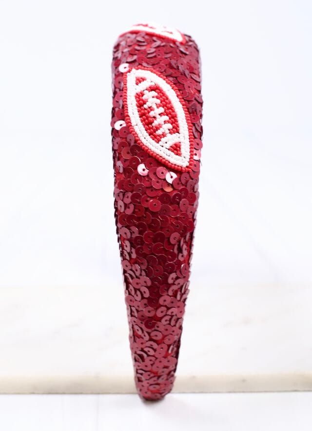 Punt Football Sequin Headband BURGUNDY - Caroline Hill