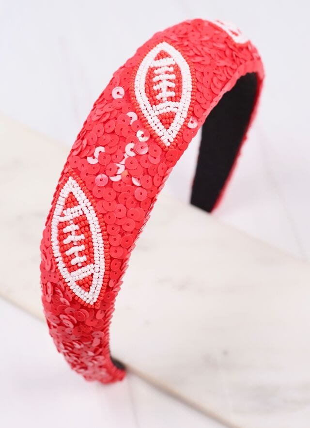 Punt Football Sequin Headband RED - Caroline Hill