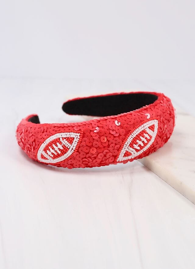 Punt Football Sequin Headband RED - Caroline Hill