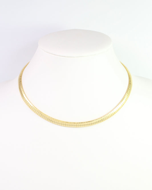 Emeline Herringbone Collar Necklace Worn Gold