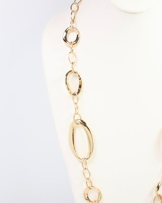 Groton Oval Chain Long Necklace Gold