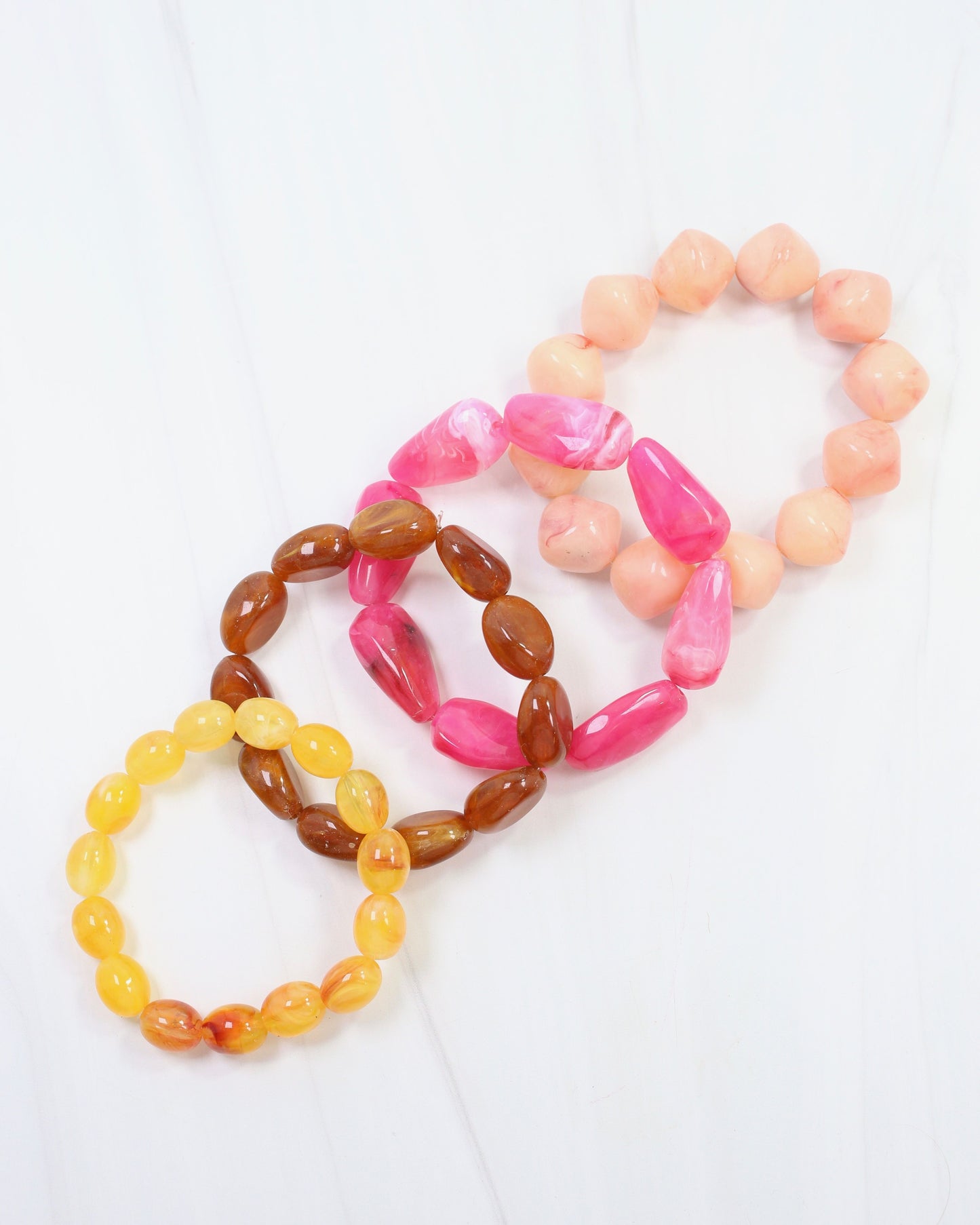 Joplin Marble Beaded Bracelet Set Pink