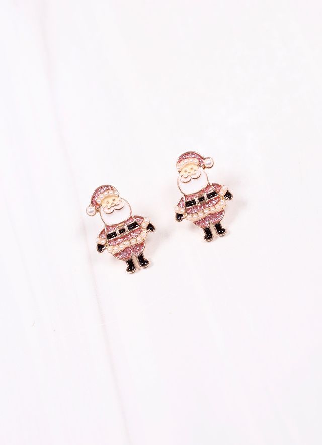 Cheery Santa Stud Earring Pink