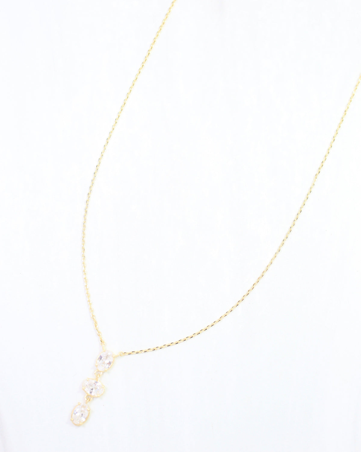 Cosette Oval CZ Drop Necklace WR Gold