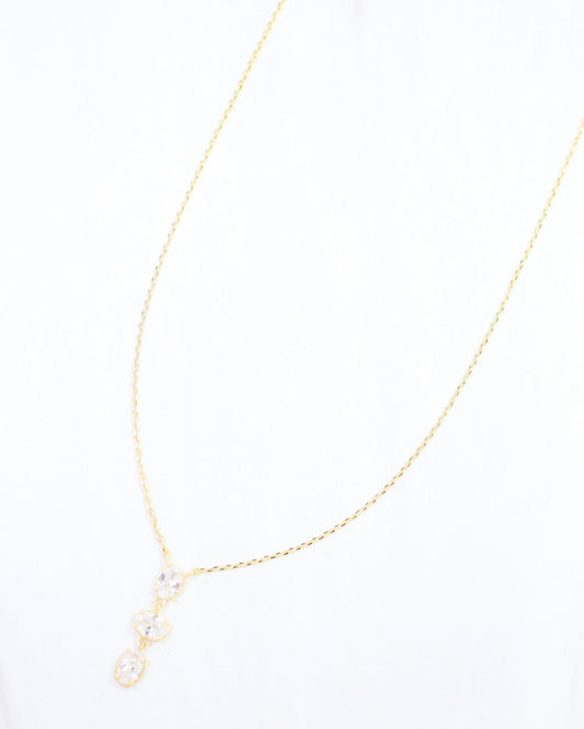 Cosette Oval CZ Drop Necklace WR Gold