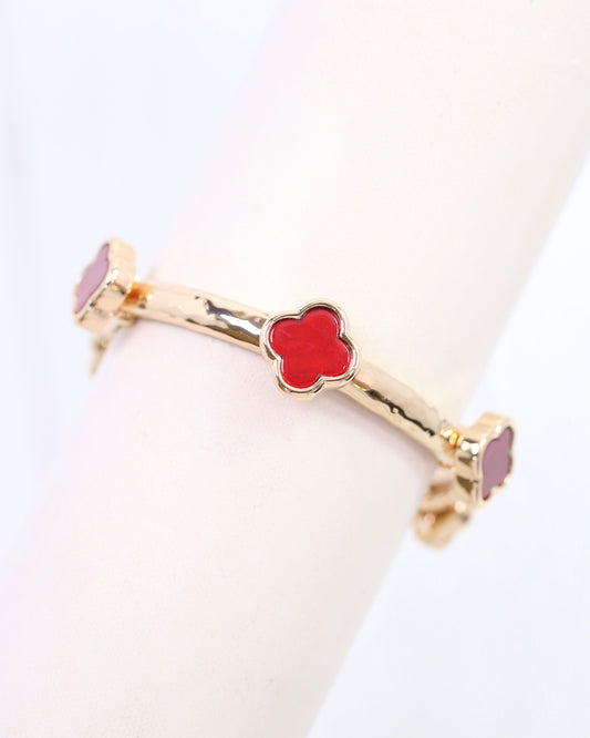 Reuben Clover Stretch Bracelet Red
