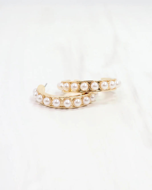 Four Seasons Pearl Hoop Gold
