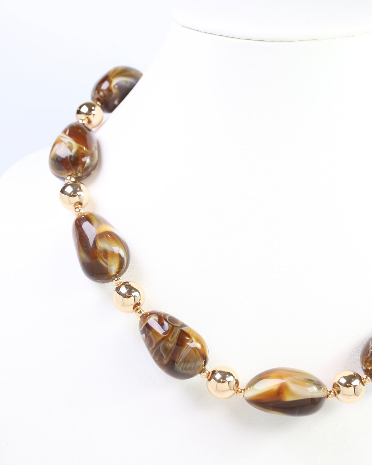 Giana Swirl Beaded Necklace Brown