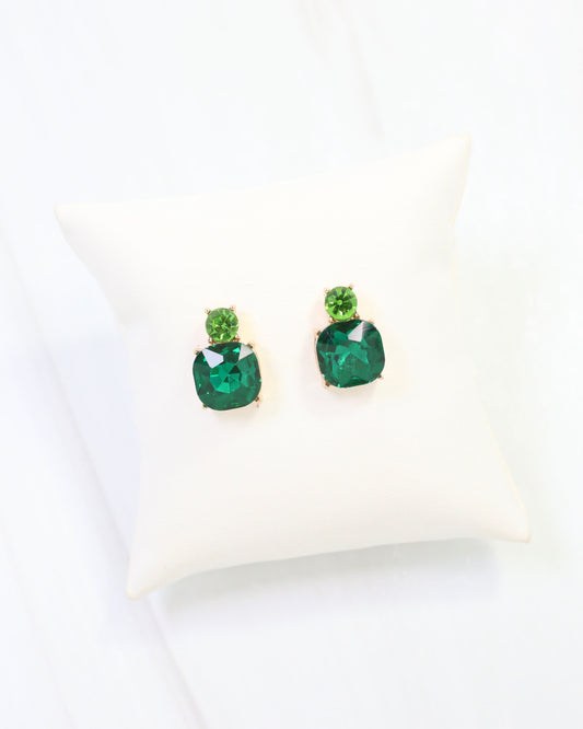 Roxanne Rhinestone Post Earring Emerald