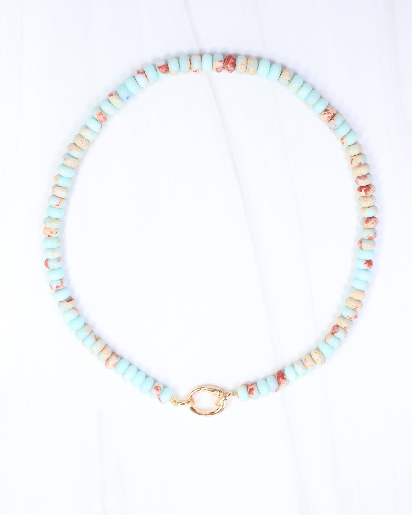 Gisela Stone Beaded Oval Clasp Necklace Multi