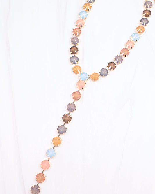 Harper Rhinestone Y Necklace Earth Multi