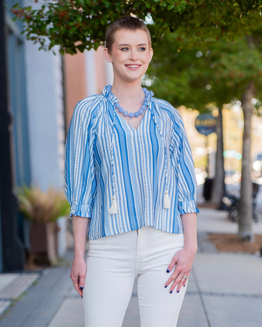 Silverpine 3/4 Sleeve Striped Top