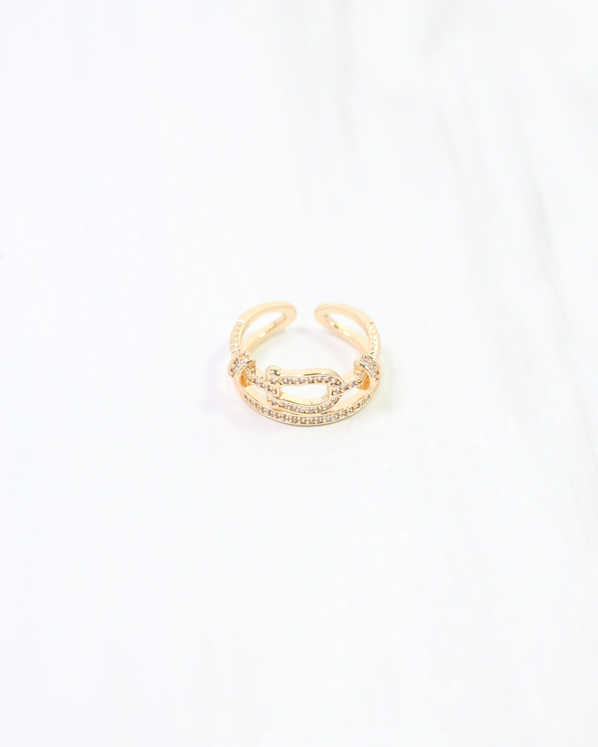 Royal Horsebit CZ Ring WR Gold