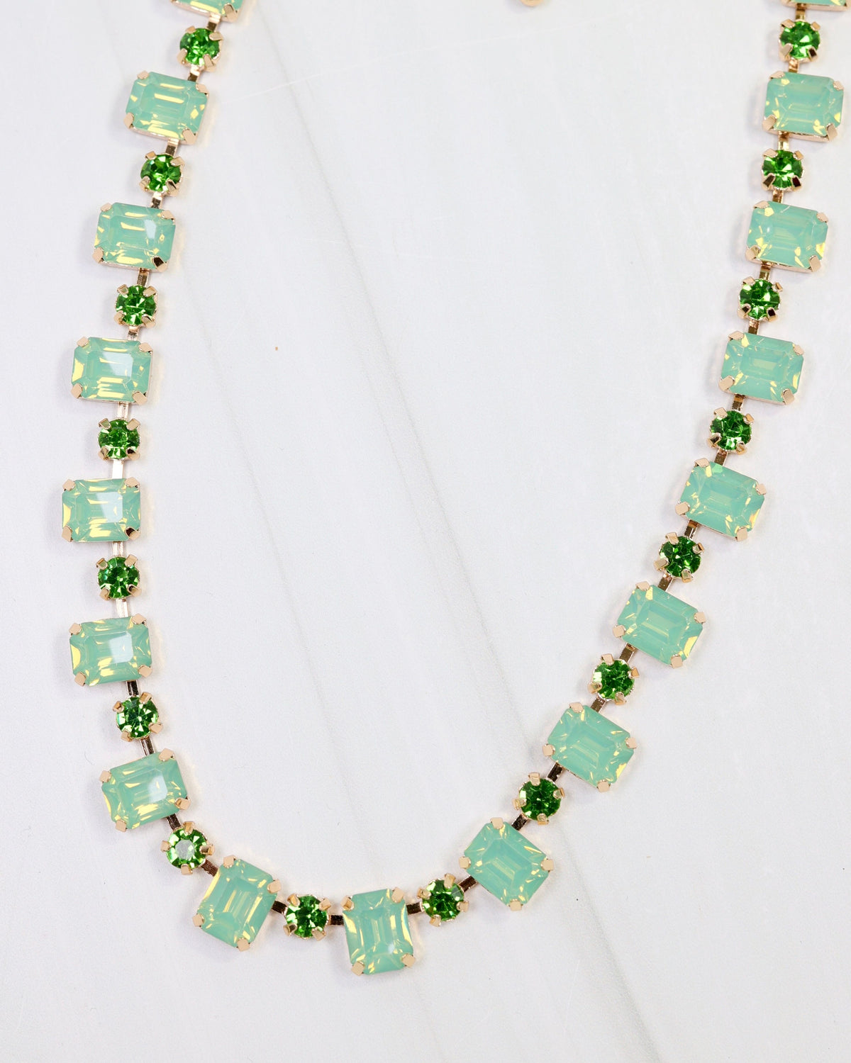 Bartlett Rhinestone Necklace Mint Opal