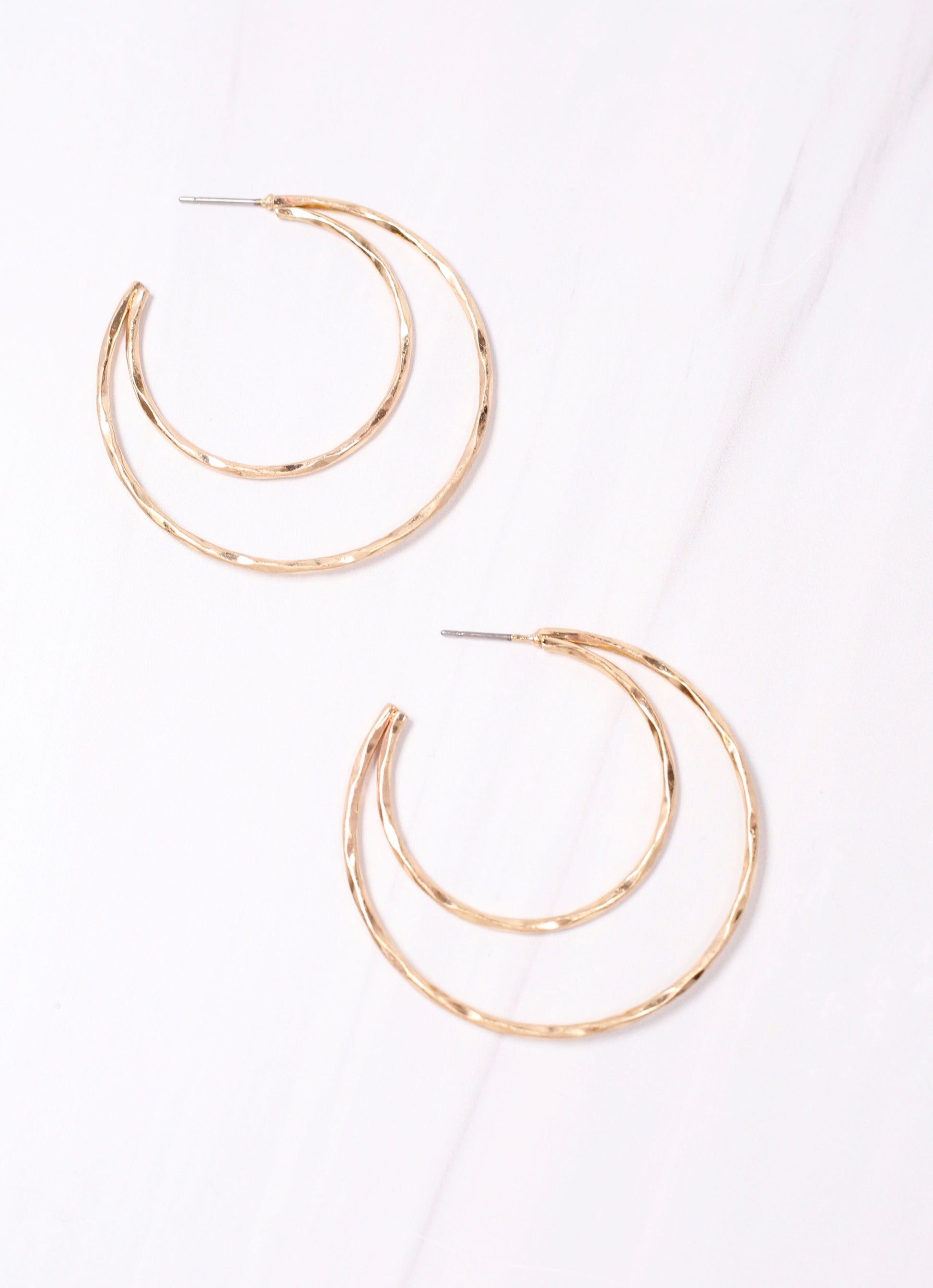 Quentin Open Hoop Earring WORN GOLD - Caroline Hill