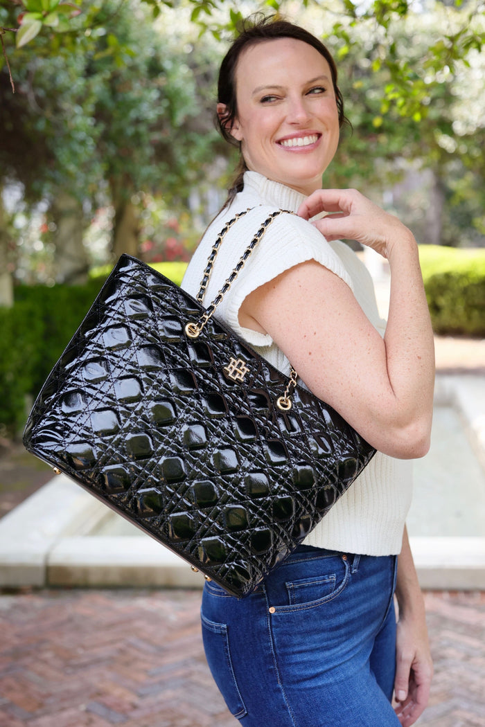 Quentin Quilted Tote BLACK - Caroline Hill