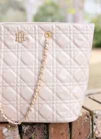 Quentin Quilted Tote NUDE - Caroline Hill