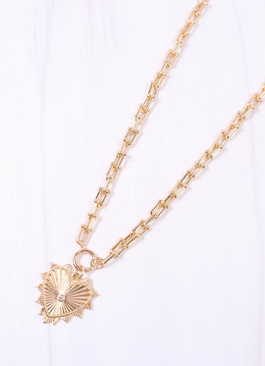 Borders Heart Charm Necklace GOLD