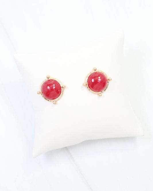Florissant Round Post Earring Red