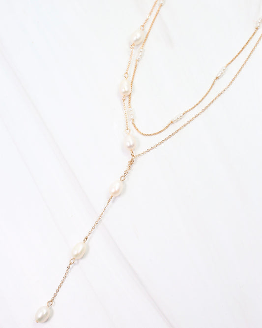 Bradley Pearl Drop Necklace Gold