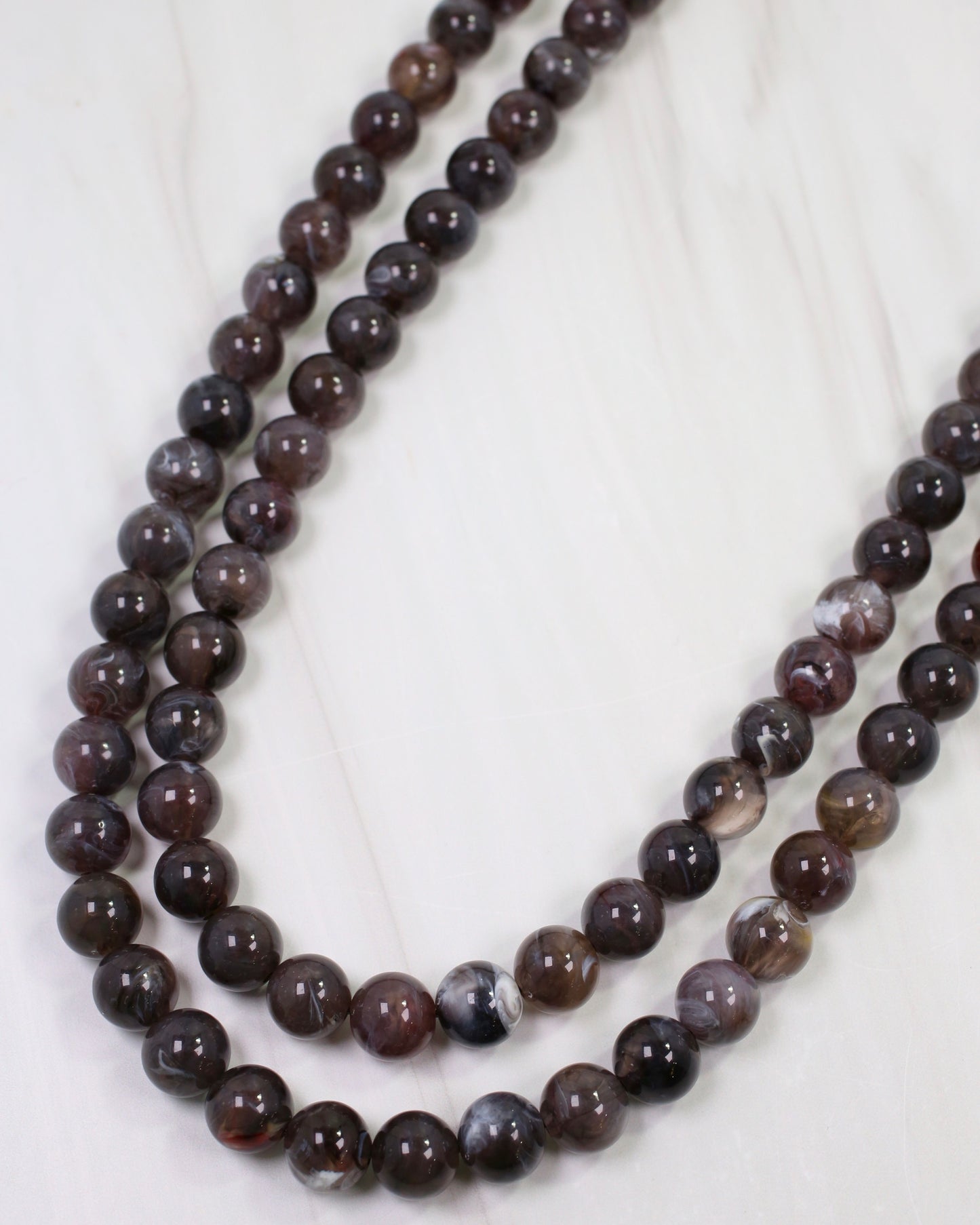 Lithgow Marble Beaded Layered Necklace Grey