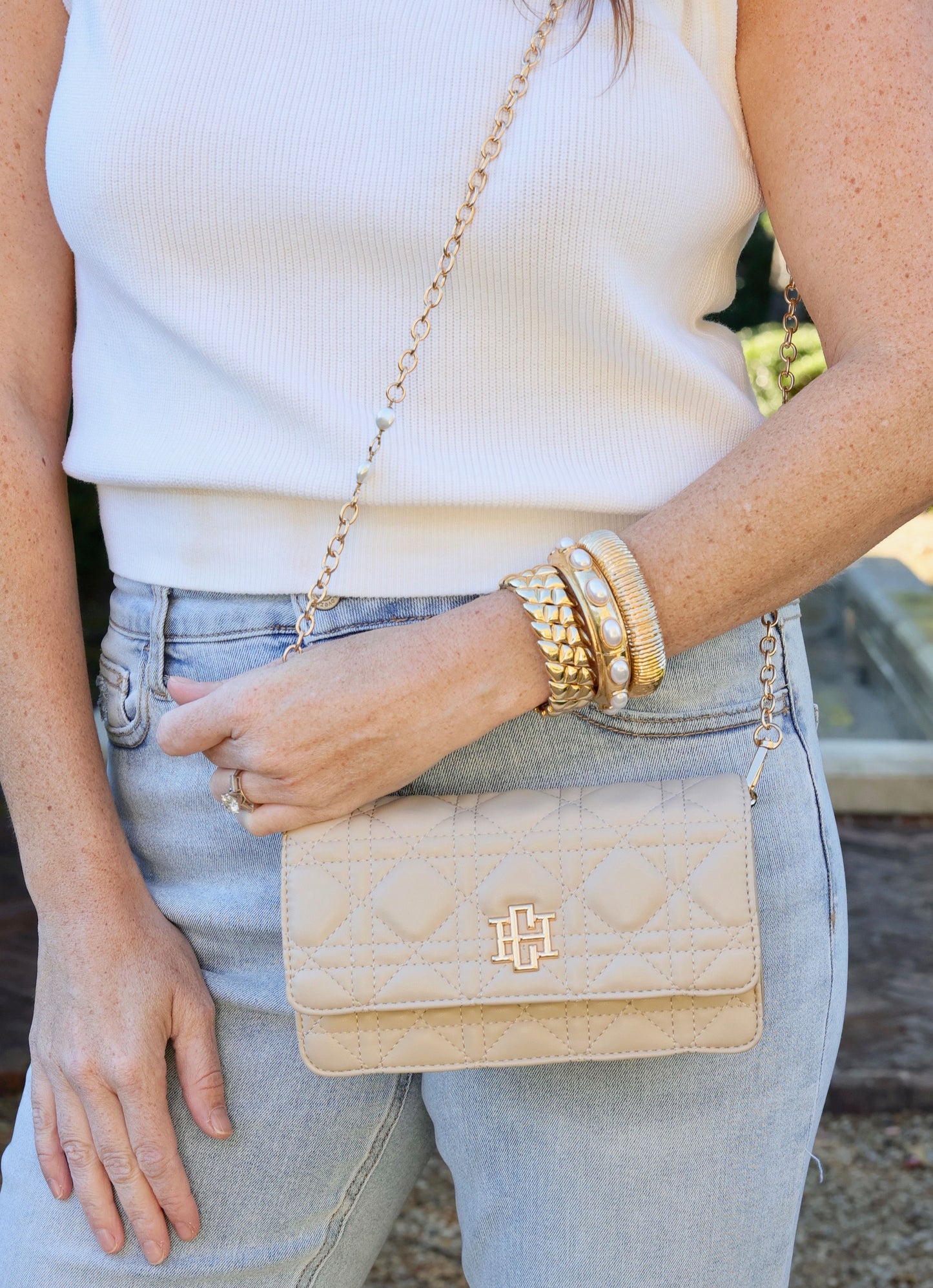 Brynleigh Clutch Crossbody Nude Quilted LQ