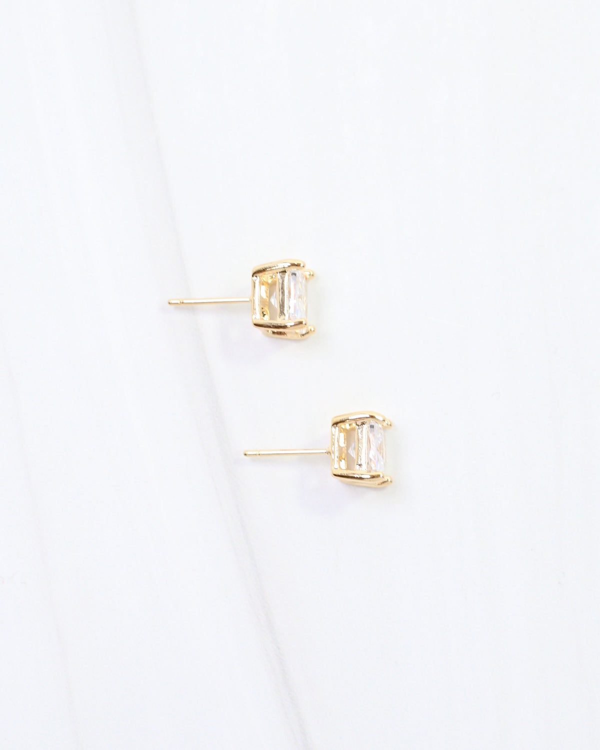 Liza Square CZ Stud Earring WR Gold