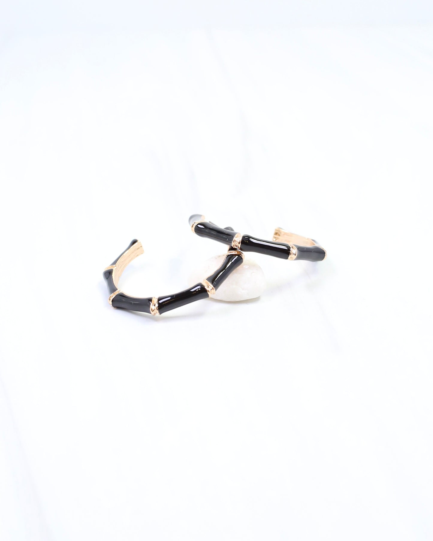 Marla Bamboo Hoop Earring Black