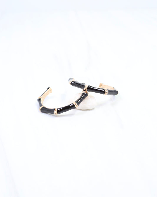 Marla Bamboo Hoop Earring Black