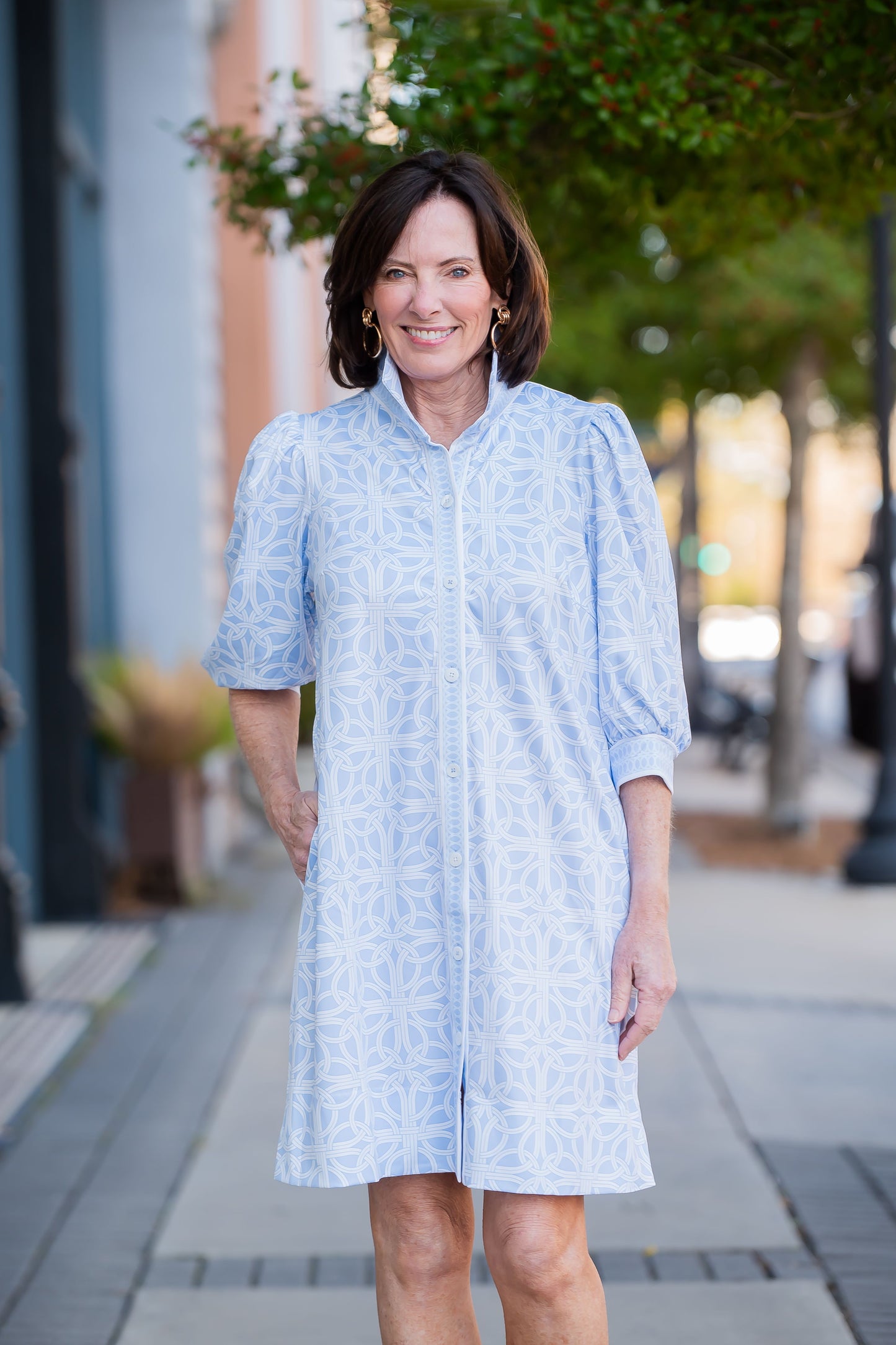 Blair Geometric Print Collard Dress