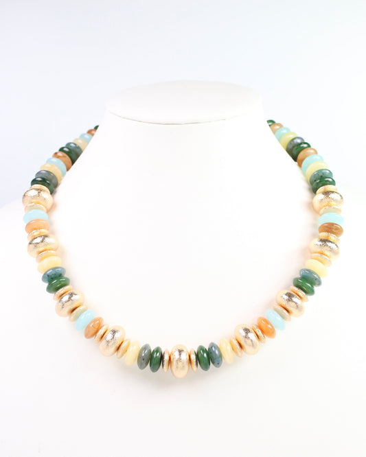 Victoria Stone Beaded Necklace Olive Multi