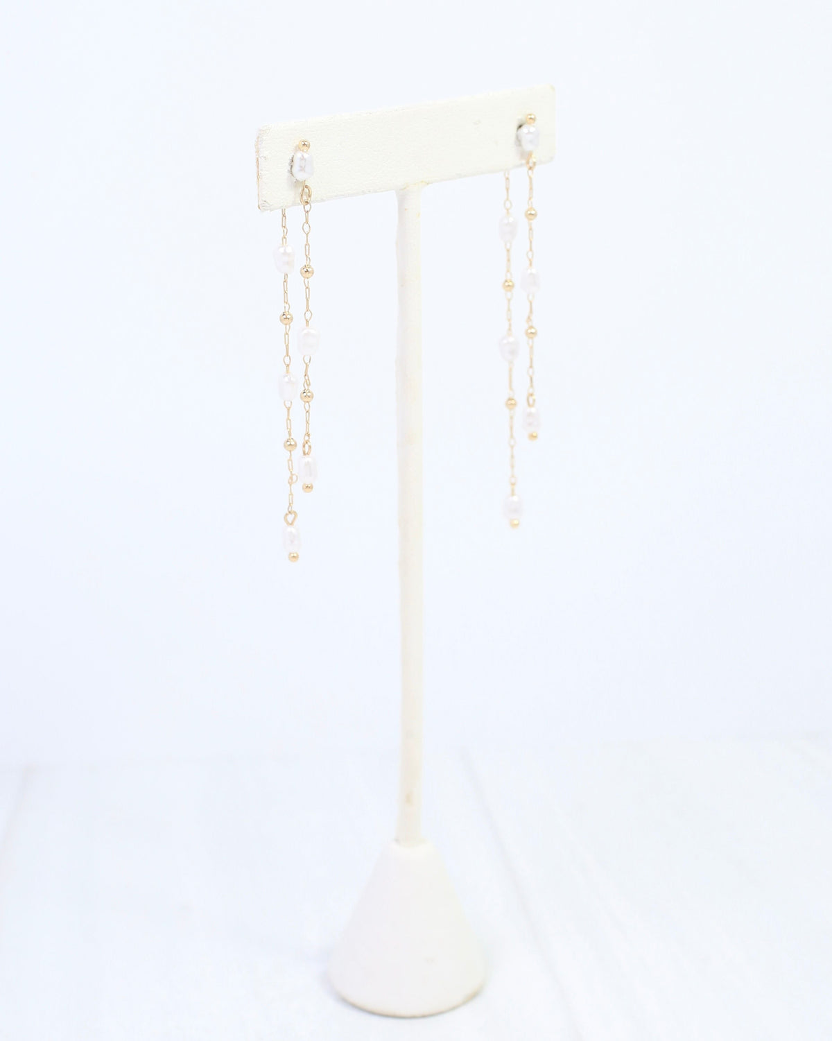 Mallory Pearl Front Back Chain Earring WR Gold