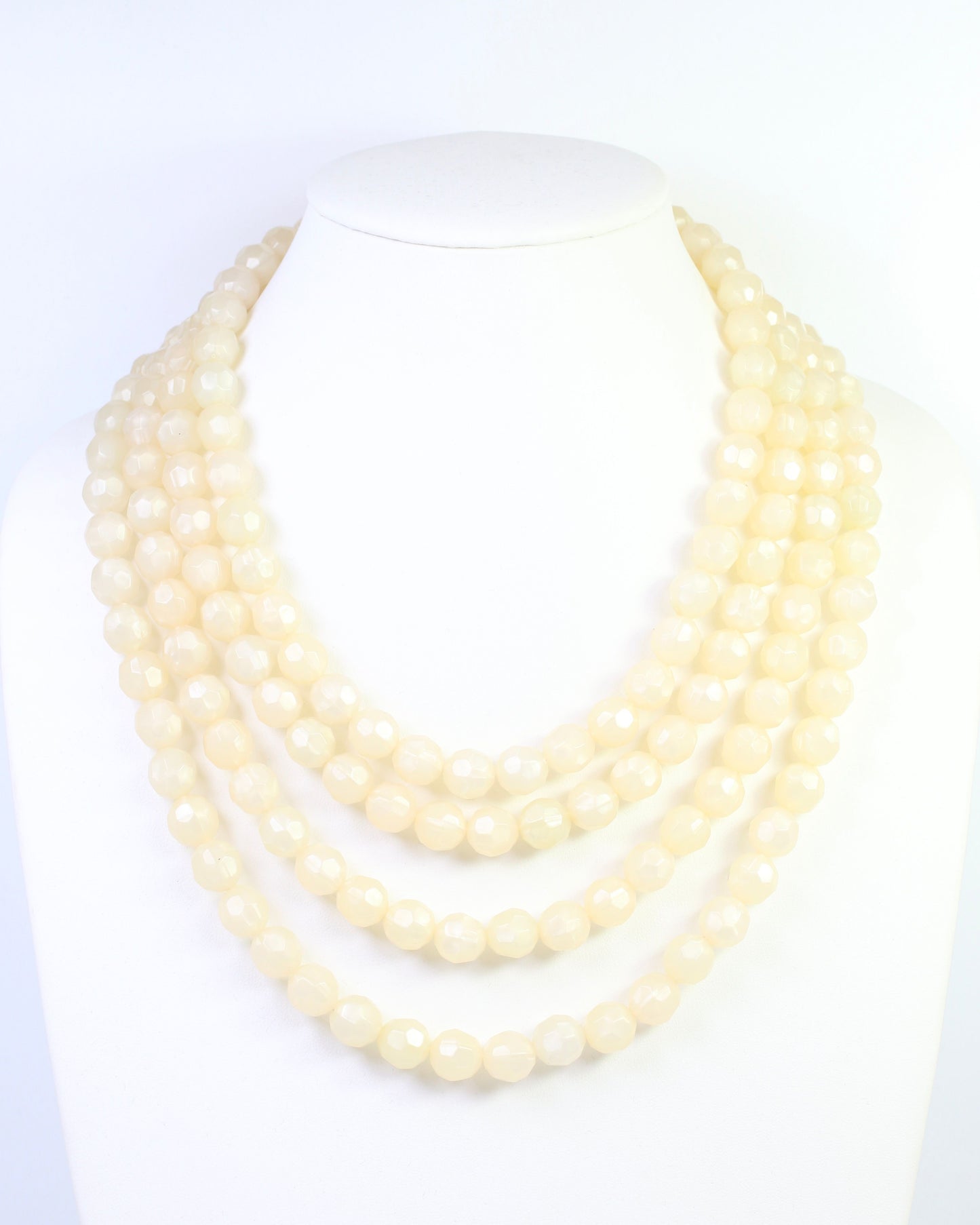 Mariam Beaded Layered Buckle Necklace Ivory