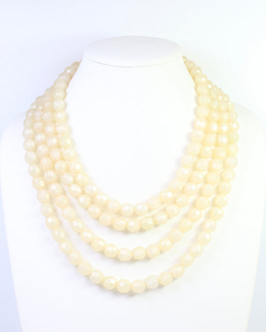 Mariam Beaded Layered Buckle Necklace Ivory