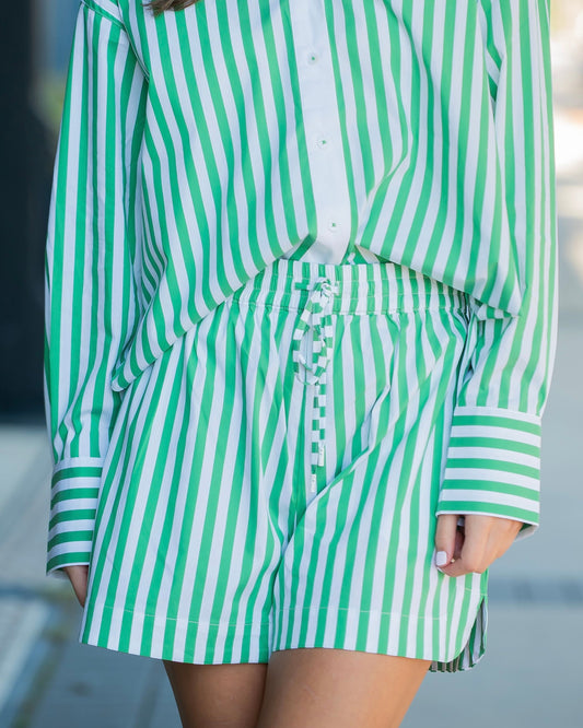 Amore Stripe Poplin Drawstring Shorts